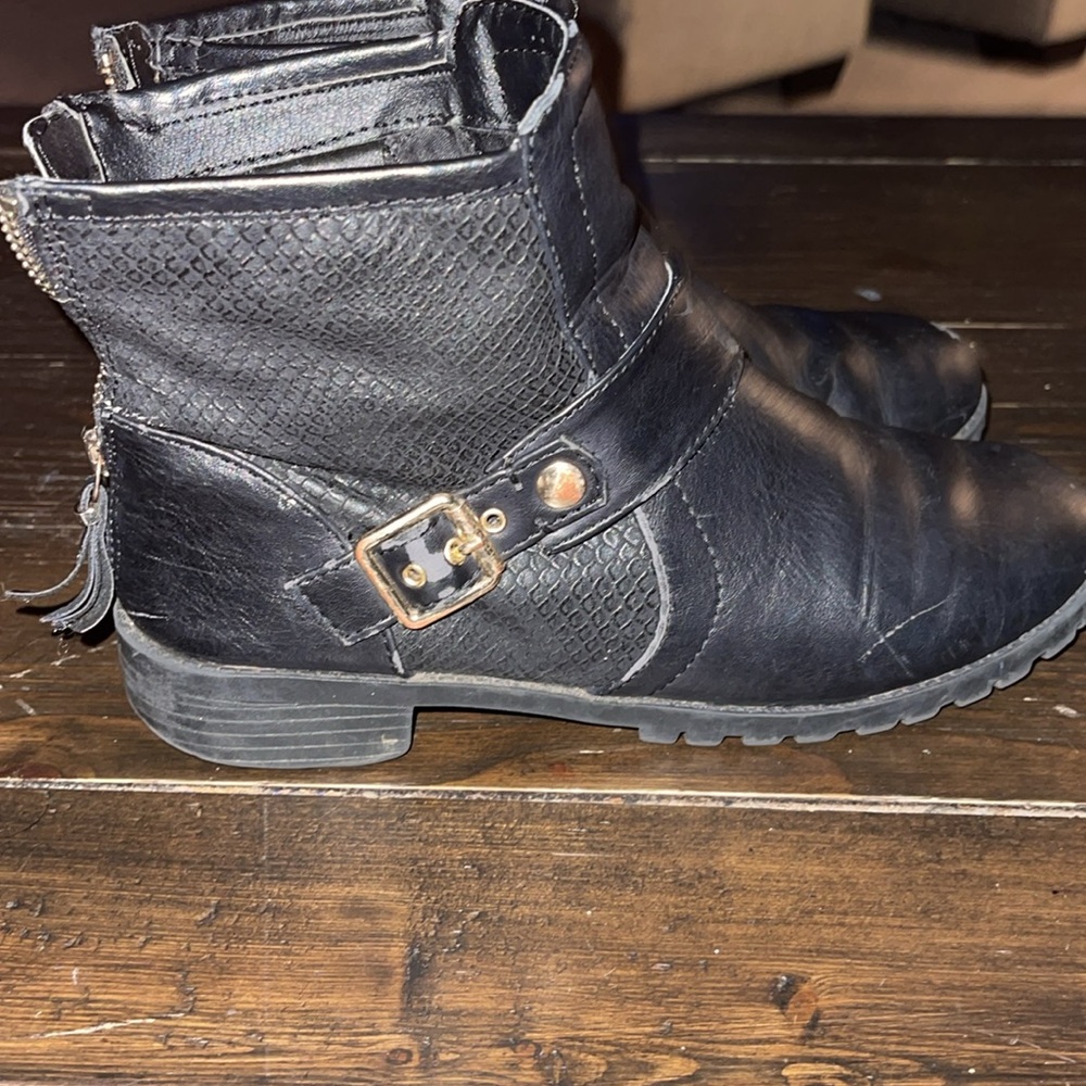 H&M Leather Snakeskin Biker Boots